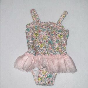 Circo Infant 9 Months Floral Tutu Tulle Ruffle One Piece Swimsuit